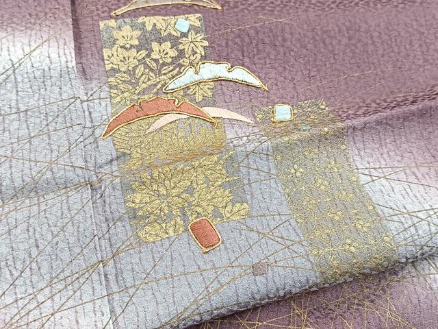 平和屋着物■訪問着　駒刺繍　短冊雪芝文　暈し染め　金彩　正絹　逸品　BAAW2779yc　