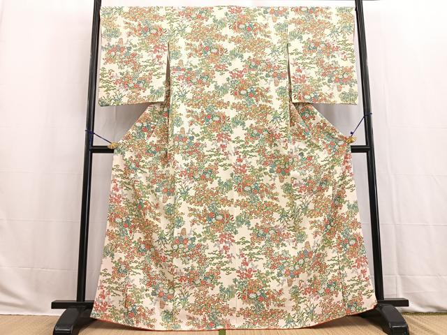 平和屋着物■上質な小紋　花籠文　正絹　逸品　BAAW2782yc