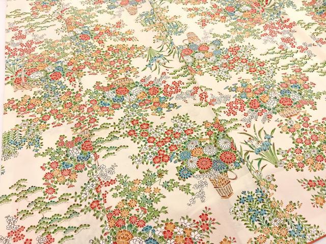 平和屋着物■上質な小紋　花籠文　正絹　逸品　BAAW2782yc