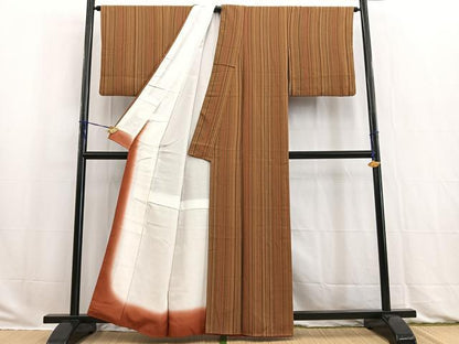 平和屋着物■上質な小紋　縞　正絹　逸品　BAAW2784yc