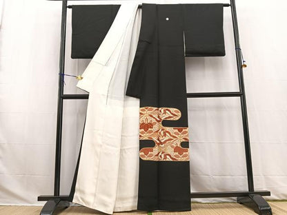 平和屋着物■豪華黒留袖　駒刺繍　向かい鳳凰菊桐文　金彩　正絹　逸品　BAAW2801yc
