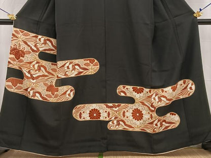 平和屋着物■豪華黒留袖　駒刺繍　向かい鳳凰菊桐文　金彩　正絹　逸品　BAAW2801yc
