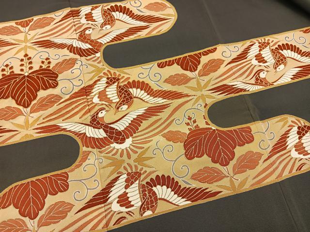 平和屋着物■豪華黒留袖　駒刺繍　向かい鳳凰菊桐文　金彩　正絹　逸品　BAAW2801yc