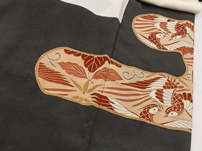 平和屋着物■豪華黒留袖　駒刺繍　向かい鳳凰菊桐文　金彩　正絹　逸品　BAAW2801yc