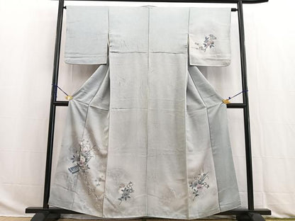 平和屋着物■訪問着　舟花文　たたき染め　正絹　逸品　BAAW2816yc