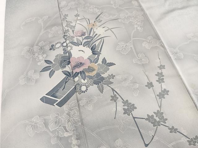 平和屋着物■訪問着　舟花文　たたき染め　正絹　逸品　BAAW2816yc