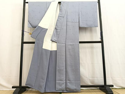 平和屋着物■上質な色無地　紗綾形花地紋　青藤色　正絹　逸品　BAAW2818yc