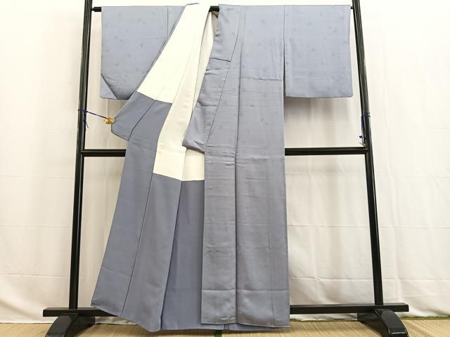 平和屋着物■上質な色無地　紗綾形花地紋　青藤色　正絹　逸品　BAAW2818yc
