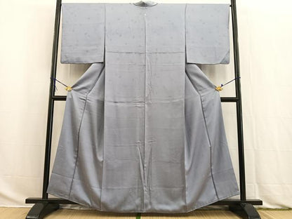平和屋着物■上質な色無地　紗綾形花地紋　青藤色　正絹　逸品　BAAW2818yc