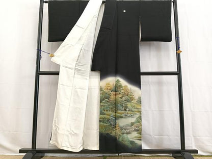 平和屋着物■豪華黒留袖　手描き　御所解風景文　暈し染め　金彩　正絹　逸品　BAAW2821yc