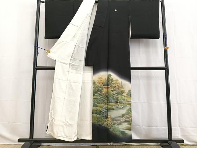 平和屋着物■豪華黒留袖　手描き　御所解風景文　暈し染め　金彩　正絹　逸品　BAAW2821yc