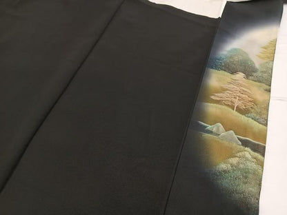平和屋着物■豪華黒留袖　手描き　御所解風景文　暈し染め　金彩　正絹　逸品　BAAW2821yc