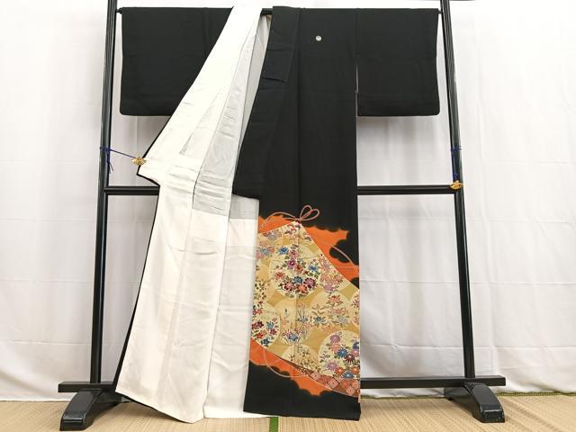 平和屋着物■豪華黒留袖　作家物　駒刺繍　花丸文　金彩　正絹　逸品　BAAW2826yc