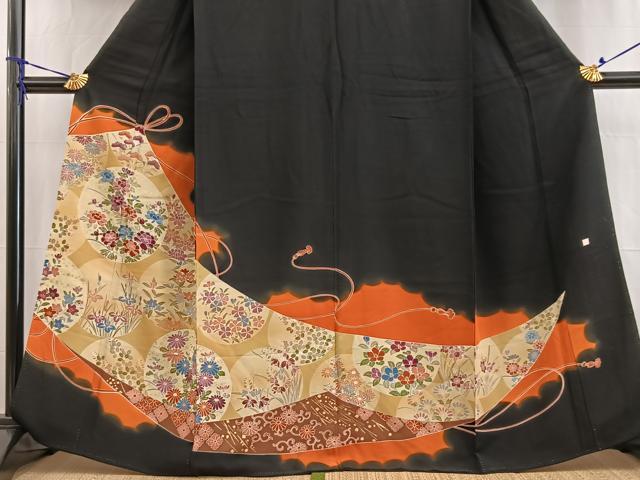 平和屋着物■豪華黒留袖　作家物　駒刺繍　花丸文　金彩　正絹　逸品　BAAW2826yc