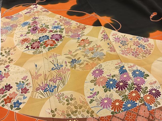 平和屋着物■豪華黒留袖　作家物　駒刺繍　花丸文　金彩　正絹　逸品　BAAW2826yc