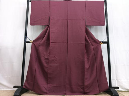 平和屋着物■上質な色無地　紋意匠　暗紅色　正絹　逸品　BAAW2832yc