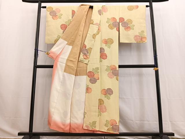平和屋着物■上質な小紋 地紋起こし 菊花文 正絹 逸品 BAAW2834yc