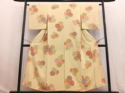 平和屋着物■上質な小紋 地紋起こし 菊花文 正絹 逸品 BAAW2834yc