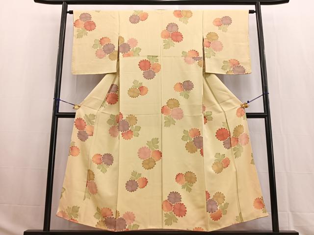 平和屋着物■上質な小紋 地紋起こし 菊花文 正絹 逸品 BAAW2834yc