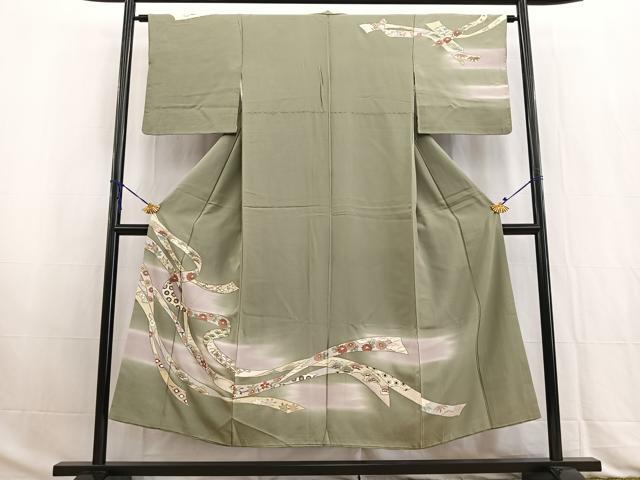 平和屋着物■訪問着　鬘帯花文　暈し染め　金彩　正絹　逸品　BAAW2835yc