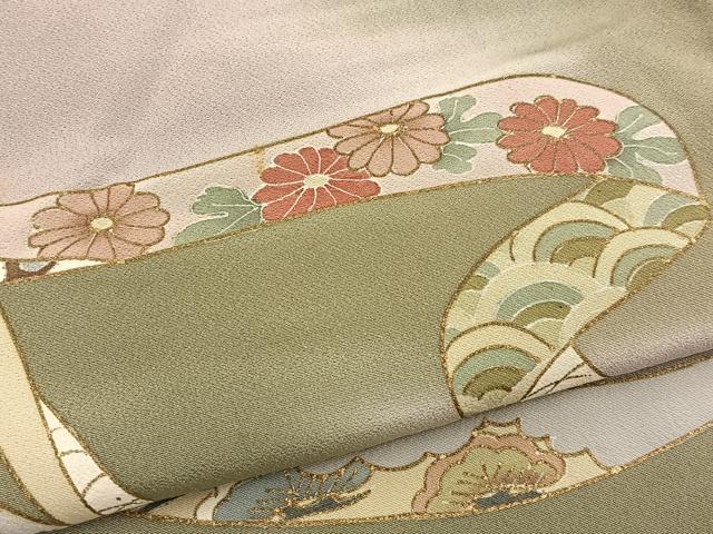 平和屋着物■訪問着　鬘帯花文　暈し染め　金彩　正絹　逸品　BAAW2835yc
