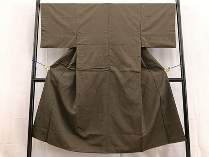 平和屋着物■男性　紬　藍媚茶色　正絹　逸品　BAAW2839yc