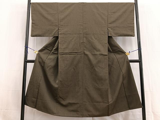 平和屋着物■男性　紬　藍媚茶色　正絹　逸品　BAAW2839yc