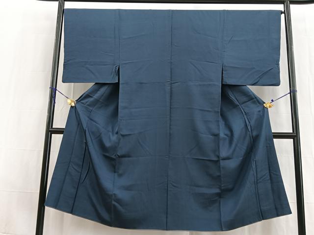 平和屋着物■男性　色無地　青藍色　正絹　逸品　BAAW2840yc