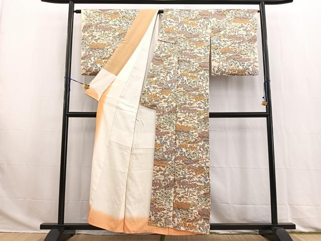 平和屋着物■上質な小紋　風景花文　正絹　逸品　BAAW2841yc