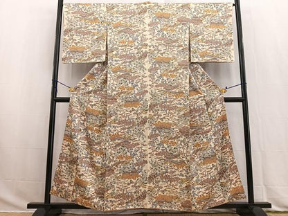平和屋着物■上質な小紋　風景花文　正絹　逸品　BAAW2841yc