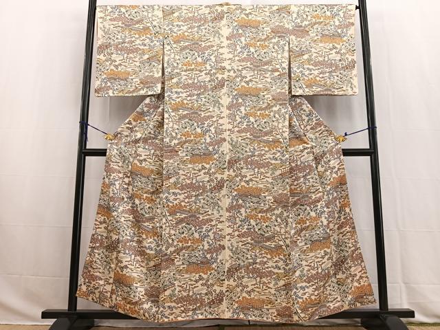 平和屋着物■上質な小紋　風景花文　正絹　逸品　BAAW2841yc