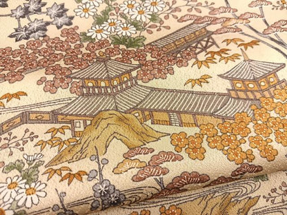 平和屋着物■上質な小紋　風景花文　正絹　逸品　BAAW2841yc