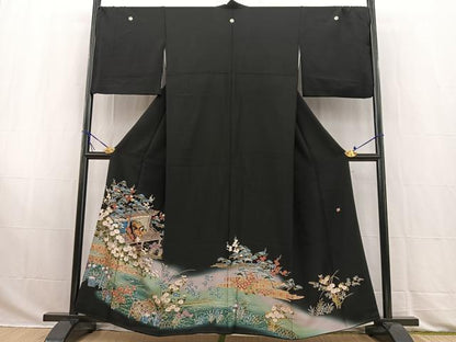 平和屋着物■豪華黒留袖 作家物 平安人物文 暈し染め 金彩 正絹 逸品 BAAW2851yc