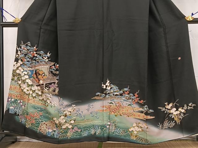平和屋着物■豪華黒留袖 作家物 平安人物文 暈し染め 金彩 正絹 逸品 BAAW2851yc