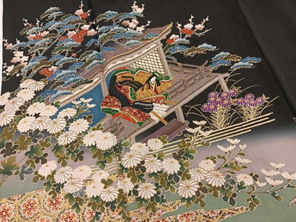 平和屋着物■豪華黒留袖 作家物 平安人物文 暈し染め 金彩 正絹 逸品 BAAW2851yc
