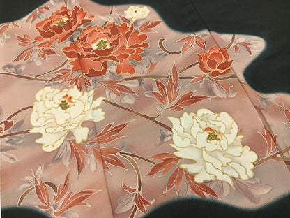 平和屋着物■豪華黒留袖 牡丹 金糸 正絹 逸品BAAW2856yc