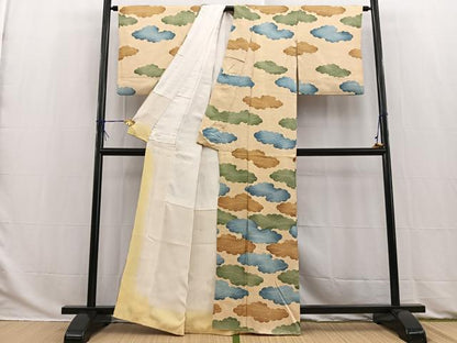 平和屋着物■訪問着　雲重ね文　正絹　逸品　BAAW2865yc