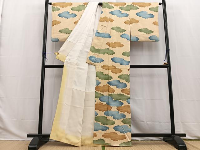 平和屋着物■訪問着　雲重ね文　正絹　逸品　BAAW2865yc