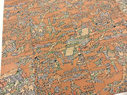 平和屋着物■上質な小紋 ろうけつ染め 人物風景文 お召縮緬 正絹 逸品 BAAW2866yc