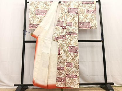 平和屋着物■上質な小紋　草花文　金彩　正絹　逸品　BAAW2870yc