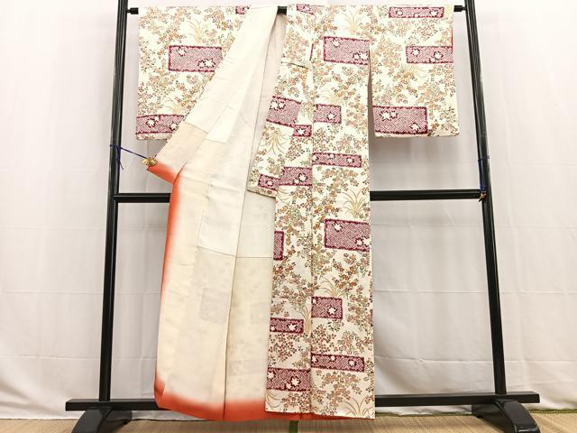 平和屋着物■上質な小紋　草花文　金彩　正絹　逸品　BAAW2870yc