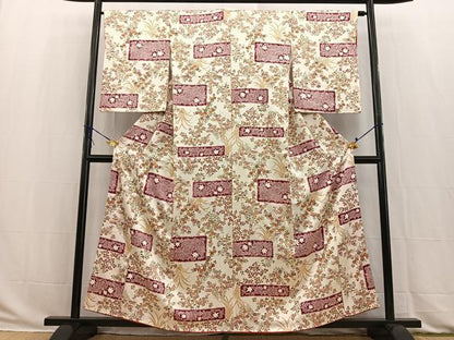 平和屋着物■上質な小紋　草花文　金彩　正絹　逸品　BAAW2870yc