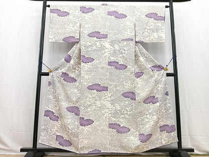 平和屋着物■上質な小紋　雲重ね風景文　正絹　逸品　BAAW2872yc