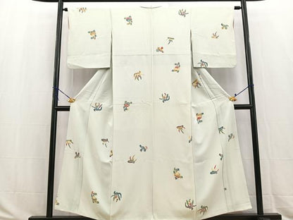 平和屋着物■上質な小紋　型染め　更紗花文　正絹　逸品　BAAW2878yc