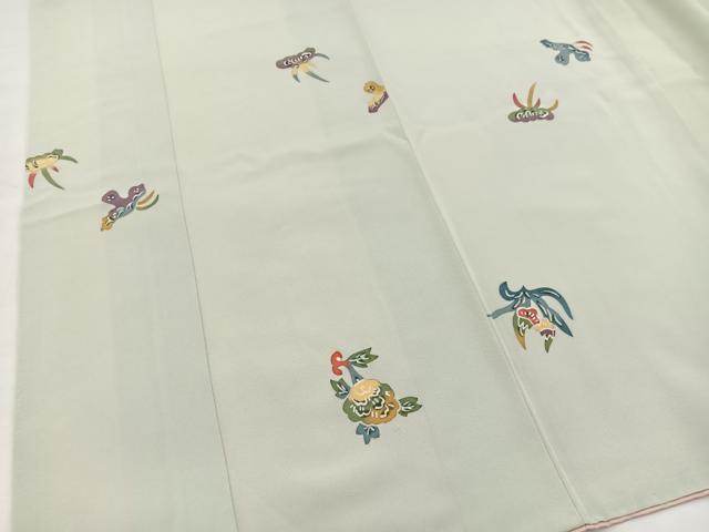 平和屋着物■上質な小紋　型染め　更紗花文　正絹　逸品　BAAW2878yc