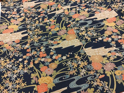 平和屋着物■上質な小紋　流水花文　金彩　正絹　逸品　BAAW2893yc