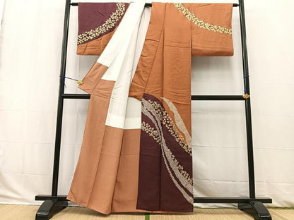 平和屋着物■訪問着　草花文　金彩　正絹　逸品　BAAW2909yc