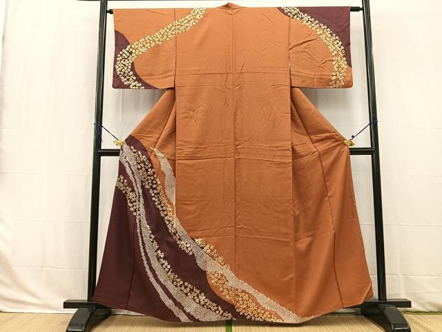 平和屋着物■訪問着　草花文　金彩　正絹　逸品　BAAW2909yc