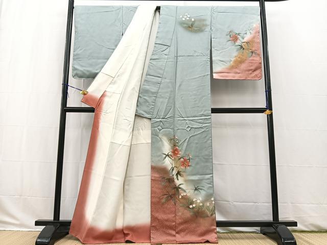 平和屋着物■訪問着　草花文　暈し染め　金彩　正絹　逸品　BAAW2914yc