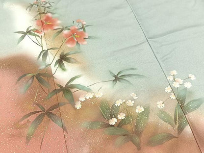 平和屋着物■訪問着　草花文　暈し染め　金彩　正絹　逸品　BAAW2914yc